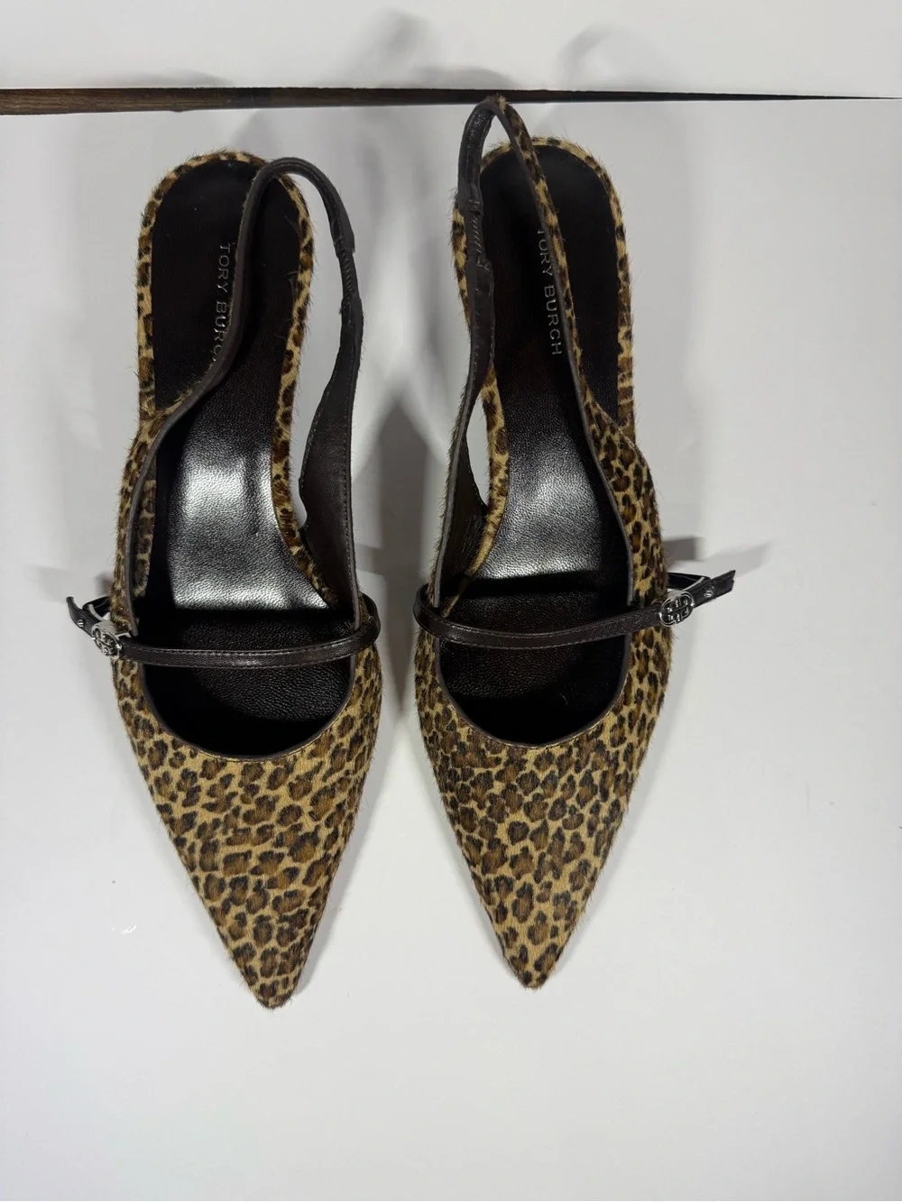 Tory burch Leopard Print Pointed Slingback Mules size7.5
